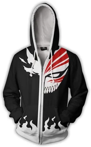 Vista 2 de Sudadera unisex con capucha para hombre Kurosaki Ichigo Cosplay disfraz Halloween Pullover