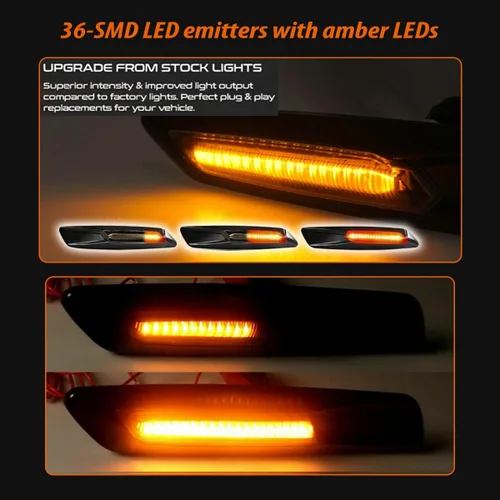 Vista 7 de ADIIL Negro F10 estilo ahumado lente delantera Fender secuencial ámbar LED señal de giro lámpara de marcador lateral luces asamblea para BMW 1 3 5