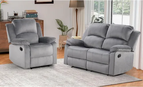 Vista 11 de EBELLO Juego de sofá reclinable manual, moderno juego de muebles reclinables de microfibra para sala de estar, incluye 2 sillas reclinables y 1 sofá