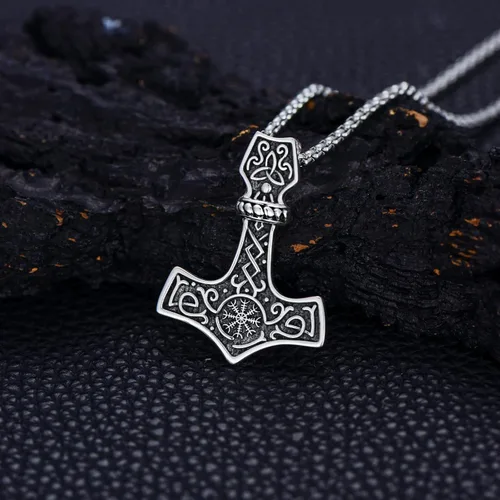 Vista 2 de KXJ Viking Jewelry - Collar con colgante de cruz celta para hombres y mujeres, símbolo de mitología nórdica, amuleto nórdico pagano, joyería