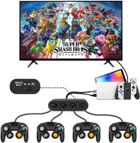Vista 5 de PURBHE Gamecube - Adaptador de controlador y base de interruptor