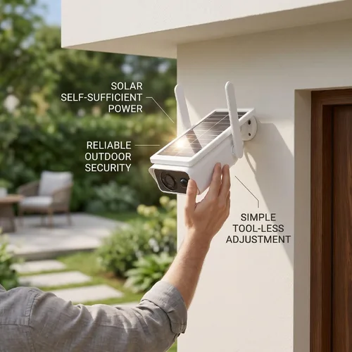 Vista 9 de Solar Security Camera Wireless Outdoor, 3MP 2.5K, AI Human & Vehicle Detection, 360 PTZ View, Color Night Vision, PIR Sensor