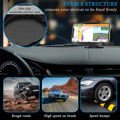 Vista 5 de Soporte de teléfono celular para automóvil, soporte vertical horizontal para teléfono con rotación de 360° para tablero de instrumentos compatible