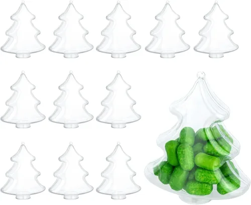 Vista 13 de Hammont Adornos Navideños Transparentes Rellenables – Caja de Regalo de Dulces Navideños Reutilizable en Forma de Alpaca para Decoración del Árbol