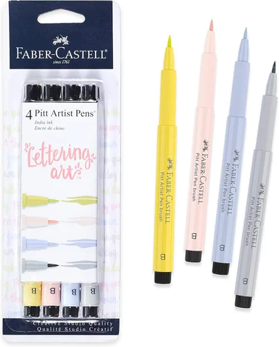 Vista 8 de Faber-Castell Black Modern Lettering Pitt Artist - Juego de 4 bolígrafos