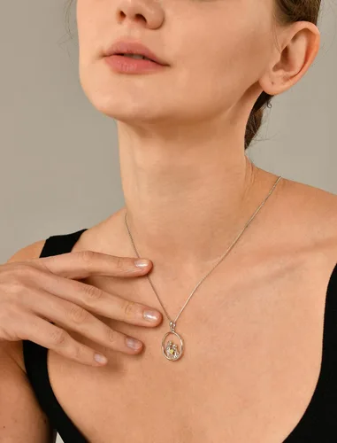 Vista 2 de YL Collar con colgante de corazón de plata de ley para madre e hijohija, regalo para mamás