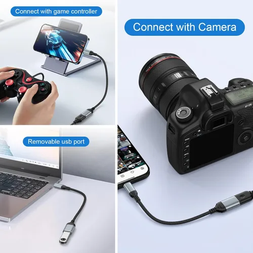 Vista 6 de Adaptador USB C a USB 3.0, adaptador OTG para Android iPhone 16e/16/16 Pro/16 Pro Max/16 Plus/15/15 Pro/15 Pro Max/15 Plus, tipo C macho a USB