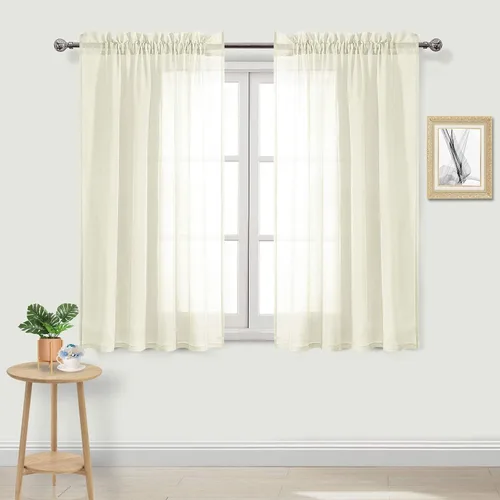 Vista 147 de DWCN Cortinas Transparentes Aqua de Voile Semitransparente con Bolsillo para Barra para Dormitorio y Sala de Estar, 36 x 36 pulgadas de Largo, Juego