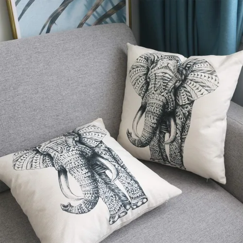 Vista 2 de Juego de 2 fundas de almohada decorativas de 18 x 18 pulgadas, diseño de elefante (diseño de elefante)