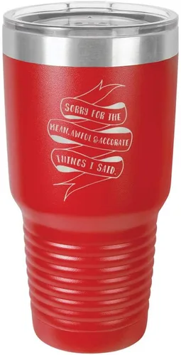 Vista 14 de Sorry for the Mean Awful and Accurate Things I SAID - Vaso negro de 30 onzas con popote y tapa superior deslizante Taza de viaje de acero