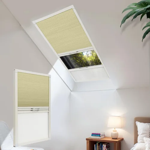 Vista 12 de Persianas de tragaluz con bloqueo de luz para techo, persianas celulares sin cables, aislamiento térmico, persianas de panal para techo, ventanas