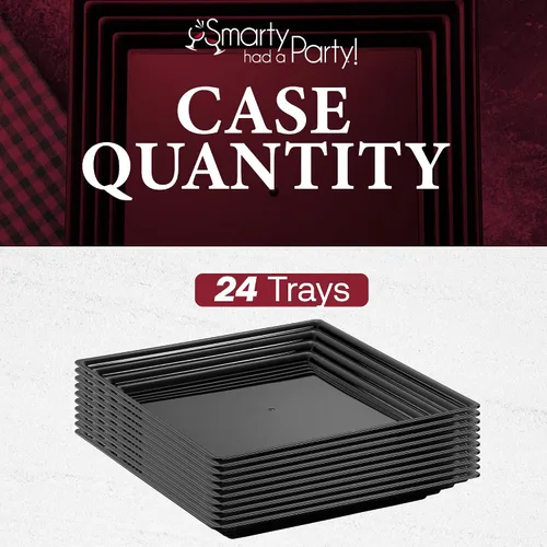 Vista 5 de Smarty Had A Party Bandeja de plástico desechable para servir 24 piezas, platos cuadrados pesados de 12 pulgadas para aperitivos, bodas, cumpleaños