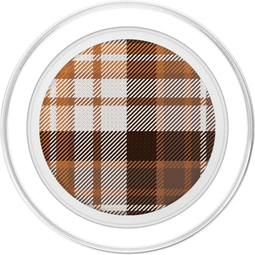 Vista 2 de Patrón de tartán naranja marrón y blanco para otoño PopSockets MagSafe PopGrip para iPhone