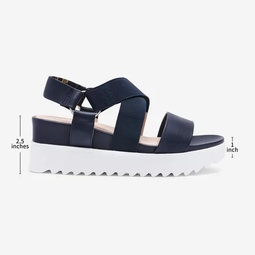 Vista 3 de DREAM PAIRS - Sandalias de plataforma con tacón de cuña, punta abierta y correas en el tobillo para mujer