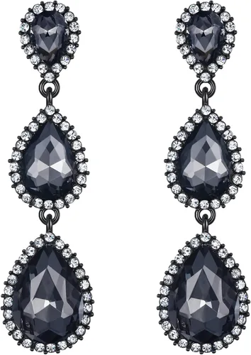 Vista 90 de EleQueen Pendientes de cristal austriaco en tono dorado para mujer, forma de pera de 2.5 pulgadas, color esmeralda
