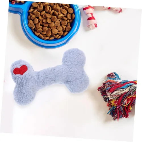 Vista 4 de ORFOFE Interactive Plush Squeaky Dog with Blue Heart Bone for Puppy Teething and Chewing Washable Sound for Dogs Stimulates Intelligence and