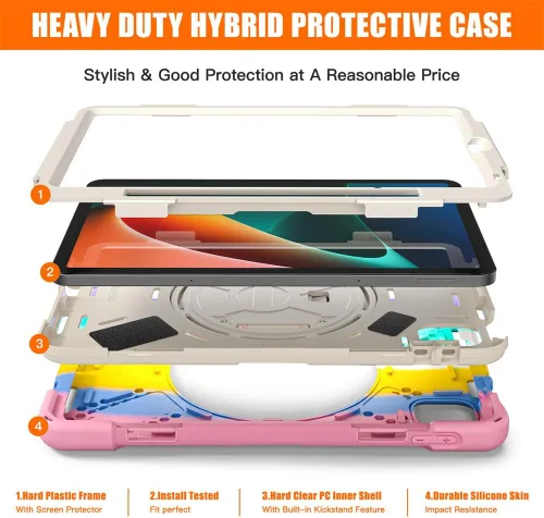 Vista 3 de Para Xiaomi Pad 5 / Xiaomi Pad 5 Pro Funda de tableta de 11.0 pulgadas 3 en 1 Marco de plástico duro + doble silicona