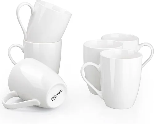 Vista 21 de GBhome Juego de 6 tazas de café de 12 onzas, tazas de café de cerámica con flores adhesivas para hombre, mujer, mamá, papá, juego de tazas de café