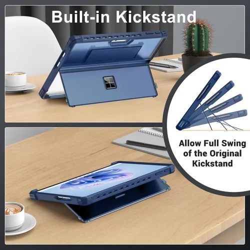 Vista 8 de MoKo - Funda resistente todo en uno para Microsoft Surface Pro 12th 2026, Surface Pro 11/10/9 de 13 pulgadas, con funda protectora con soporte, Azul