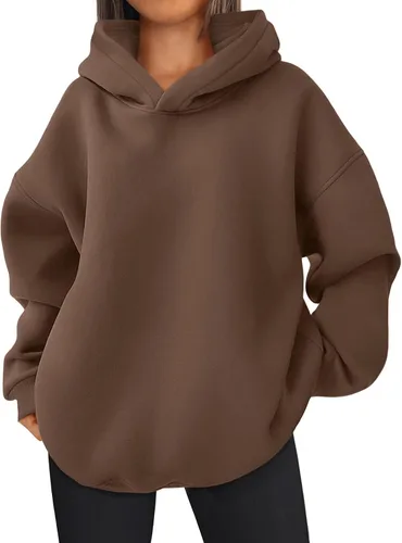 Vista 17 de EFAN Sudadera cómoda con capucha de gran tamaño para mujer Verde Armada (ArmyGreen)