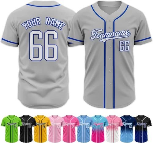 Vista 24 de Custom Baseball Jersey Stitched Personalized Name Number Baseball Shirts Sports Uniform for Men Women Boy