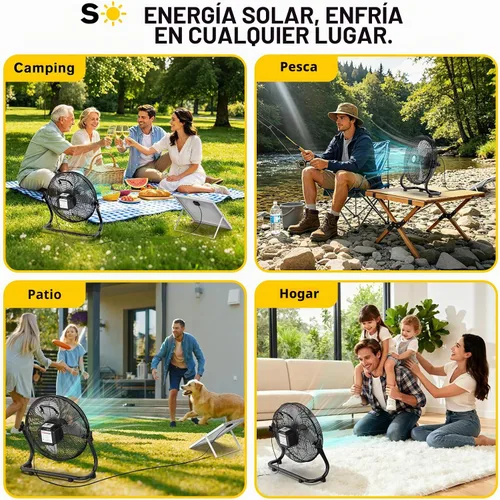 Vista 8 de Ventilador solar de 16" con panel solar desmontable de 20 W, negro 16" negro