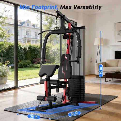 Vista 8 de Sistema de gimnasio en casa con pila de peso de 160 libras, estación de entrenamiento multifuncional todo en uno, sistema de entrenamiento de fuerza