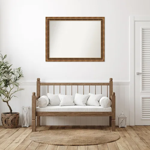 Vista 877 de Amanti Art Espejo de pared personalizado no biselado (25 x 25 pulgadas), marco de bronce acentuado, varios tamaños personalizados, espejo de baño