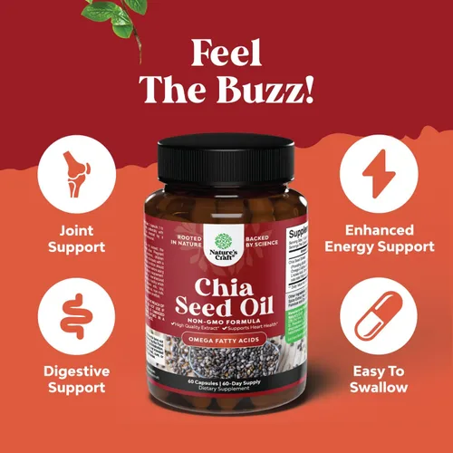 Vista 2 de Pure Chia Extracto de Semilla Cápsulas - Potente Suplemento para el Sueño - Salud de la Piel y el Cabello - Vitaminas Omega 3 Ácidos Grasos Fibra