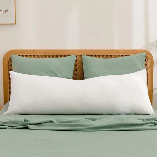Vista 62 de BESTOUCH 100% Algodón Lavado Funda de Almohada para Cabello y Piel, Sensación de Lino, Suave, Cómoda, Transpirable, Juego de 2 Fundas de Almohada