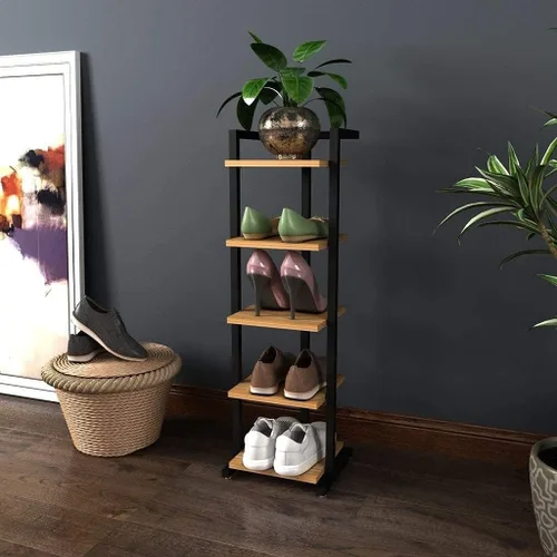 Vista 2 de Zapatero organizador de zapatos de 5 capas para el hogar, estante de almacenamiento multifunción para entrada, dormitorio, zapatero para zapatos