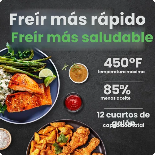 Vista 2 de Chefman Horno freidora de aire 5 en 1 de 12 cuartos de galón con temporizador digital, pantalla táctil y 12 ajustes preestablecidos, horno