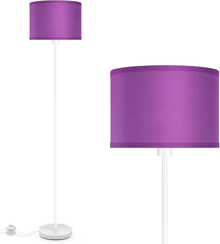 Vista 14 de AUQUEE Floor Lamp, Standing Lamp, Modern Stand Up Lamps with Purple Lampshade, 59" Tall, Foot Switch, Simple Living Room Decor for Kids Room, Girls
