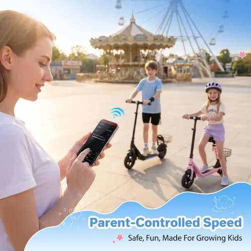 Vista 8 de iScooter Scooter eléctrico para niños 2 en 1 ik7, alcance de hasta 12 mph y Negro oscuro