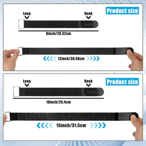 Vista 2 de Paquete de 10 correas elásticas de cincha de 1 x 8 pulgadas, correas de nailon de alta resistencia, correas de nailon ajustables reutilizables