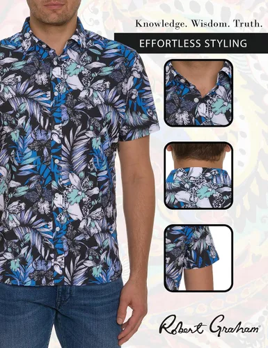 Vista 5 de Robert Graham Camisa de punto de manga corta Farrell para hombre, multicolor, XXL, Multi