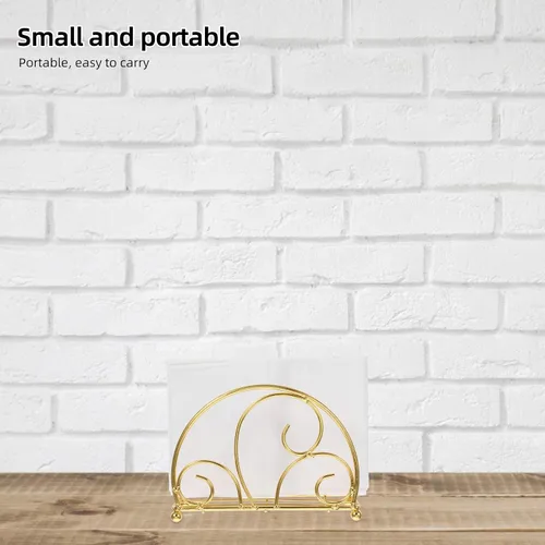Vista 8 de Abaodam Metal Napkin Holder for Tabletop with Weighted Arm, Freestanding Iron Napkin Dispenser for Home and Outdoor Events, Gold Nordic Style Paper