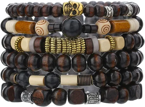 Vista 13 de Gothic Bracelet Adjustable Punk Braided Multilayer Grunge Set Beaded Bracelets Emo Metal Cuff Wrap Bracelets Stackable Meaningful Gift