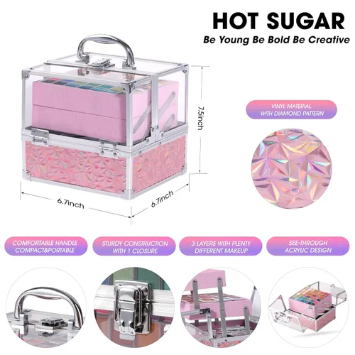 Vista 2 de Hot Sugar Kit de maquillaje para adolescentes para niñas de 13 a 15 años, kit de maquillaje para niños, juego de regalo de maquillaje para fiestas