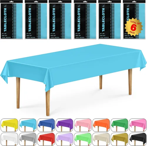 Vista 31 de DecorRack 2 Manteles rectangulares de plástico libres de BPA, 54 x 108 pulgadas, mantel de mesa para comedor, mantel rectangular para fiestas