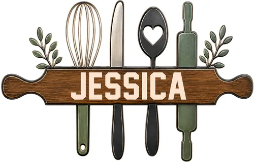 Vista 8 de Letrero de metal personalizado de chef de cocina – Decoración de pared con nombre de chef personalizado, cocina, restaurante, comedor, patio, hogar