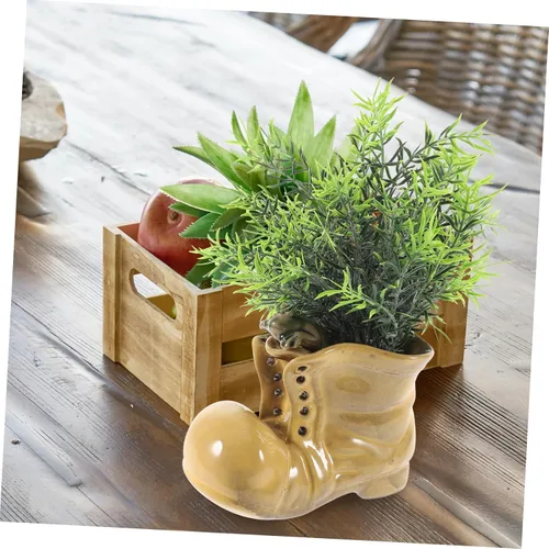 Vista 8 de Botas de dibujos animados en forma de suculenta maceta de cerámica para plantas de interior, oficina, ventana, alféizar decoración única
