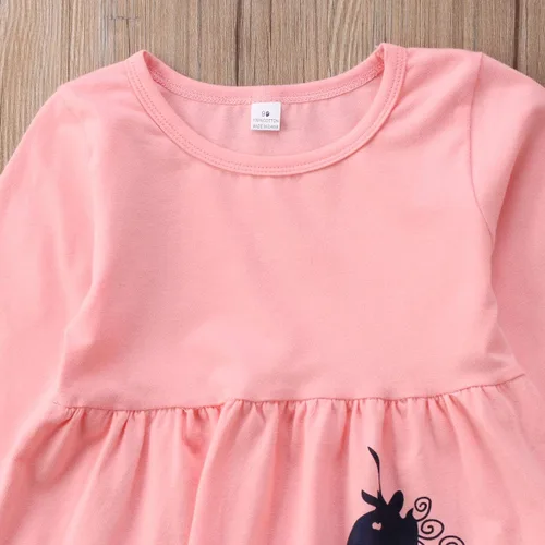 Vista 3 de Conjunto de ropa de invierno para niñas pequeñas, con volantes, con parte superior de túnica a rayas, 2