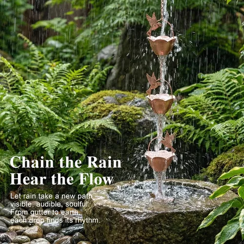 Vista 5 de Cadenas de Lluvia Cadena Decorativa Campana de Lluvia, Longitud de 8-1/2, Colibrí