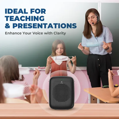 Vista 8 de Amplificador de voz inalámbrico Bluetooth para profesores - Mini amplificador portátil de 15 W con micrófono inalámbrico, micrófono personal