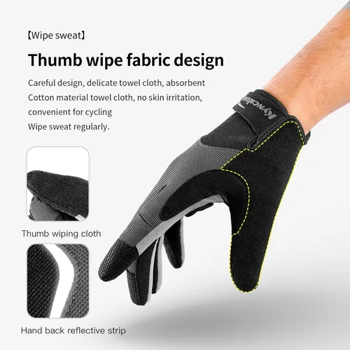 Vista 3 de KynciLOR Guantes de ciclismo para mujer y hombre, guantes de ciclismo con dedos para pantalla táctil y almohadillas de palma con silicona