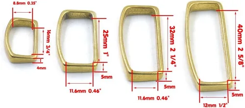 Vista 2 de 2 piezas - 0.787 in latón D anillo cinturón lazo soldado? correa de cuero bolsa correa, Latón