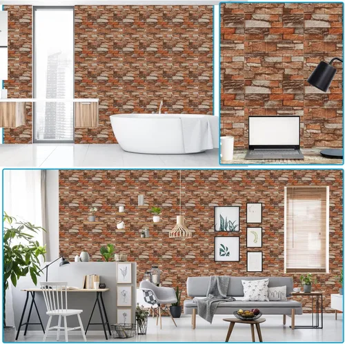 Vista 5 de Papel tapiz de ladrillo 3D autoadhesivos, paneles de pared 3D, papel tapiz extraíble, impermeable, espuma de polietileno, pintable, para dormitorio