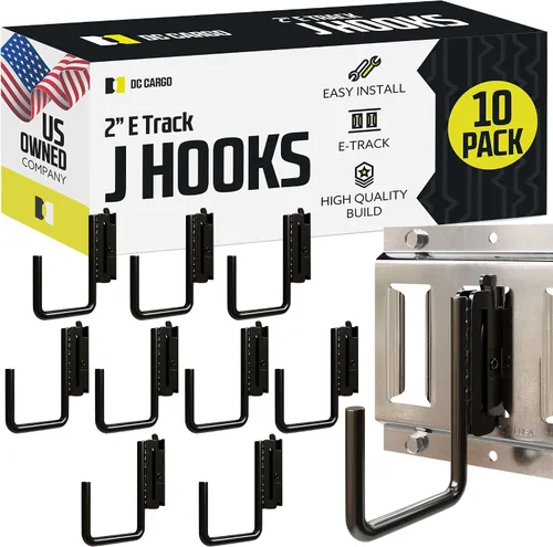 Vista 15 de DC Cargo - Ganchos J de pista E (5,08 cm - Paquete de 4) - Accesorios verticales de pista E - Ganchos para colgar para su sistema de riel de pista E