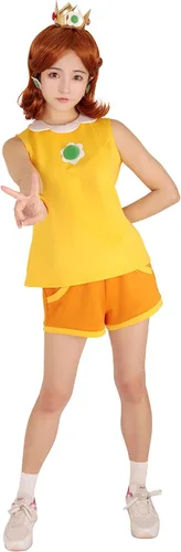 Vista 2 de miccostumes Disfraz de tenis amarillo para mujer con corona